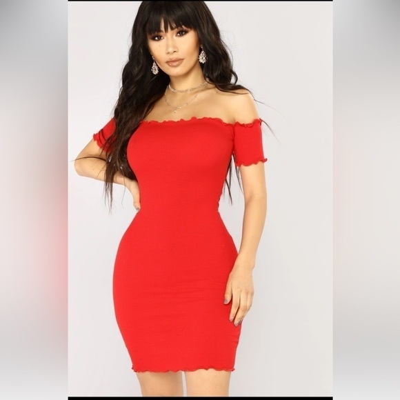 FASHION Nova Red Hermoine Ribbed Dress.  Size Sm - Picture 1 of 5